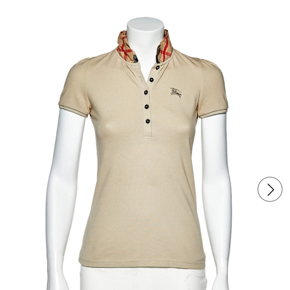 Burberry Tops - Burberry ❤️SALE ❤️authentic Polo Shirt top Size M Buttons ruffle collar t-shirt